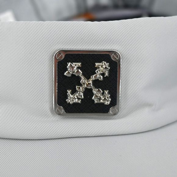 Off-White Light Gray Floral Foulard Logo Scarf Visor One Size Fits Most main image 4